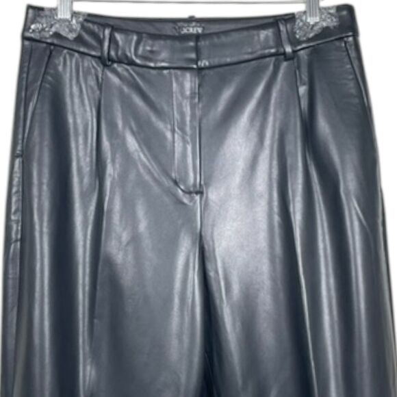 .Crew Faux Leather Straight Leg Pants Size 12 Black NWT - Picture 6 of 16